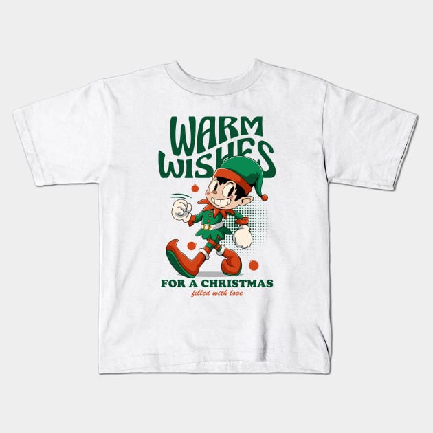 Warm Wishes Christmas Kids T-Shirt by milatees